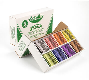 Classic Crayola Crayons Classpack, 800 Count, 8 Colors Box Open Left Angle View